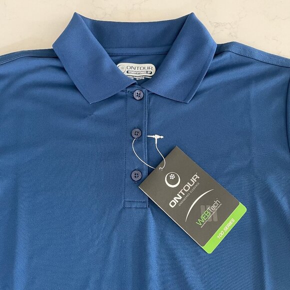 OnTour Pico Web Tech 100 Series Athletic SS Poly Polo Golf Shirt Blue Sz S - Picture 3 of 16